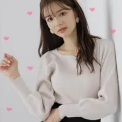 スクエアハートカットニットプロポーション ボディドレッシング アイボリー S