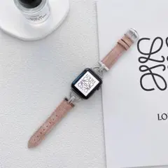 Apple Watch パステルカラー フェイクレザー バンド アプリコット