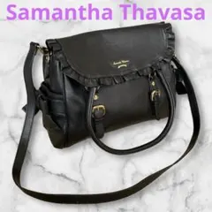 サマンサタバサ　2WAY ハンドバッグ　ショルダー　リボン　ブラック　黒