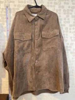 251.ブラウン コーデュロイ 長袖シャツ 茶色