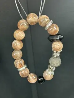 【パンダの工房】天然石パワーストーンサンムーンストーンデザインブレスレット