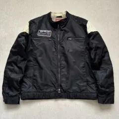 vintage ブルゾン　ナイロンジャケット　企業系　ワーク　刺繍ロゴ　ブラック