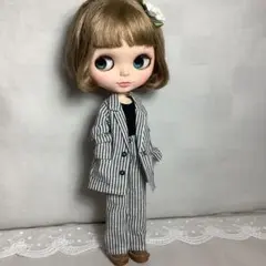 ブライスアウトフィット♡オーバーサイズテーラーJK/綿麻ストライプセットアップ