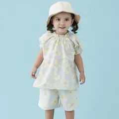 子供服 女の子 プティマイン 花柄 トップス ショートパンツ セットアップ パフ