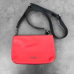 COACH エヴァレット カラーブロック シグネチャー クロスボディー 赤　茶