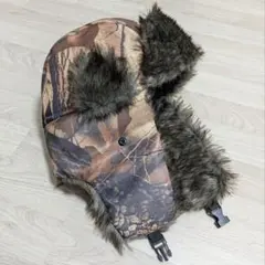 フライトキャップ　リアルツリー　パイロットキャップ　迷彩　スノボ　スキー　ファー