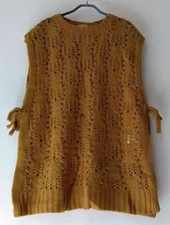 SM2　サマンサモスモス／透かしニットベスト　sizeF　マスタード系　タグ付き