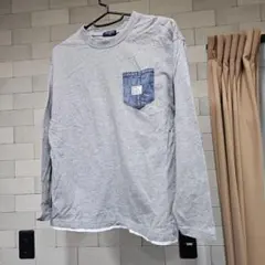 GLAZOS グレー 長袖カットソー デニムポケット