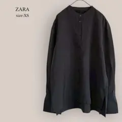 ザラZARA バンドカラーシャツ　長袖シャツ　チャコールグレー　無印　薄手