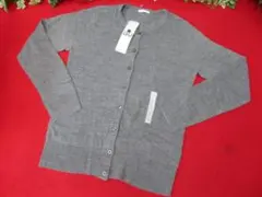 【FF851/ク】未使用　GU　カシミヤタッチ　クルーネックカーディガン　グレー