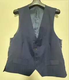 【美品】ネイビー ストライプ スーツベスト　すぐ発送可能