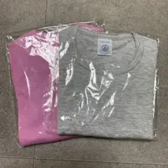 プチバトークルーネック長袖Tシャツ ·ポワンココット半袖Tシャツ2枚セット