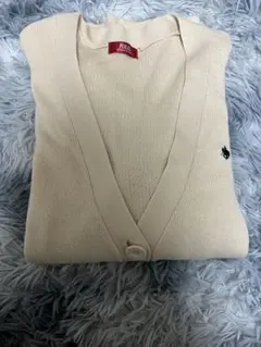 POLO ベージュ Vネックスクールカーディガン