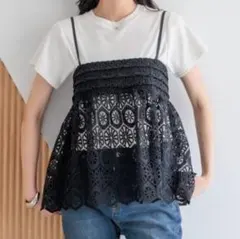 LOWRYS FARM バテンレースキャミ　ブラックのサムネイル