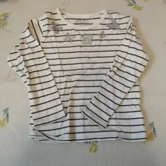 GLOBAL WORK ストライプ 蝶刺繍 長袖カットソー 120