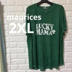 maurices 半袖　Tシャツ グリーン　【2XL】 緑　大きいサイ　ロング