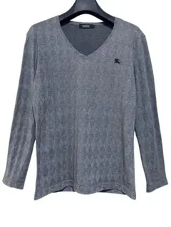 美品　バーバリーブラックレーベル　アーガイルデザインVネックカットソー　M