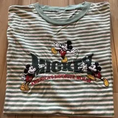 【古着】　Disney mickey ビッグシルエット　半袖Tシャツ　ボーダー柄のサムネイル