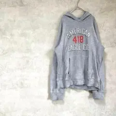 ヴィンテージ　パーカー　グレー　赤　白　長袖　秋冬　オーバーサイズ　ゆったり