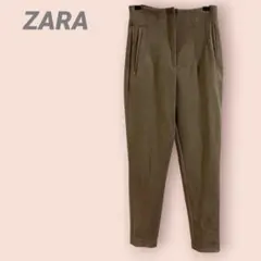 ZARA スラックス　ハイウエスト　スエード調　ブラウン系　レディース/XS