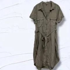 TEDDI ROSE 【XL】半袖シャツワンピース オリーブグリーン