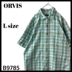 ORVIS オービス 半袖シャツ チェックシャツ ボックスシルエット 緑 Lのサムネイル