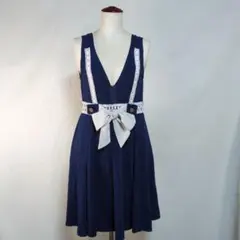 アクシーズファム ノースリーブ ワンピース ネイビー M ジャンパースカート