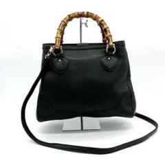 【GUCCI】2wayバッグ ダイアナ　バンブー　ブラック　レザー　ゴールド金具
