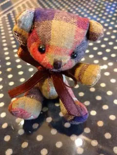 ミニテディベア ぬいぐるみ チェック柄 キーホルダー