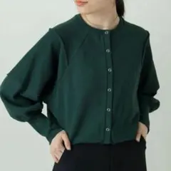 Kastane カスタネ☆クロップド裏毛2WAYカーディガン　グリーン　緑