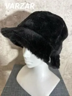 ✨VARZAR ファーバケットハット 黒　韓国ブランド ふわふわ　ユニセックス
