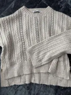 ZARA ビジュー付きケーブルニット