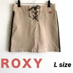【値下げしました】 Roxy ベージュ レースアップ ミニスカート L
