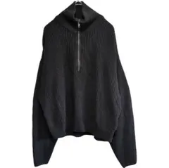 人気 H&M ハーフジップ ニット 黒 M オーバーサイズ 厚手 セーター