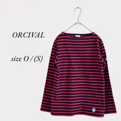 【オーシバル】ボーダーカットソー (S) レッド×ネイビー ボートネック