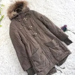 オゾック リアルファー 裏ボア モッズコート ミリタリージャケット 38 カーキ
