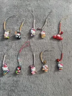 温泉地など　ハローキティ ストラップ 10個セット