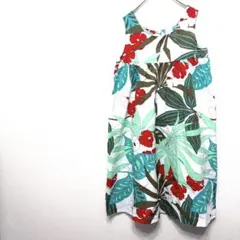 ロングワンピース ホワイト グリーン ノースリーブ ハイイアン 日本製 リゾート