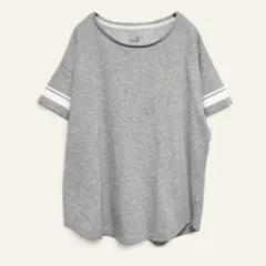 【プーマ】半袖Tシャツ　グレー　L　袖ライン　カラフルつぶつぶ生地　カジュアル