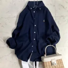 ラルフローレン】コットンシャツ ポニー刺繍 細ストライプ 薄手