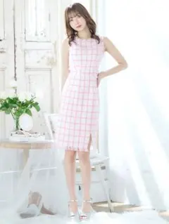 【新品未使用】ジュエルズ　キャバ　チェックツイードビビッドカラーワンピースドレス