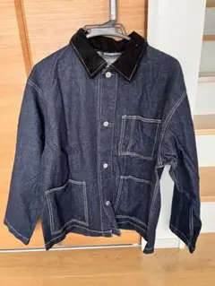 ダークブルーデニムジャケット コーデュロイ襟