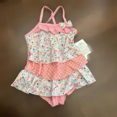 女の子用水着 100cm ピンク 花柄