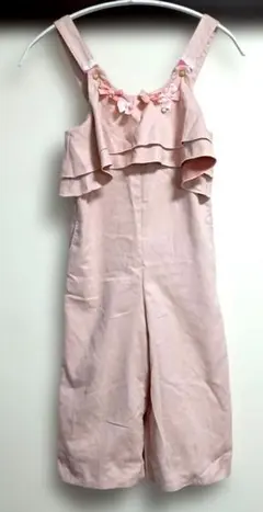 メゾピアノ♡ピンク ♡フリル♡リボン付きオーバーオール♡120サイズ