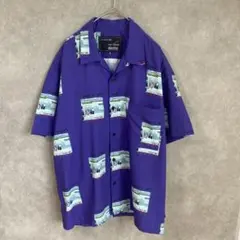 Mark Gonzales パターン柄シャツ　ポリシャツ　開襟　ゆったりMサイズのサムネイル