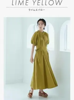 サイドリボンウエストタックワンピース