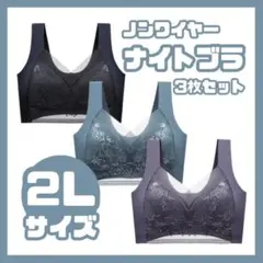【2L】 3枚セット ナイトブラ シームレス ノンワイヤー 美胸 着痩せ