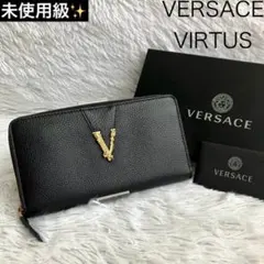 新品同様】 ヴェルサーチ ロングウォレット Vマーク ブラック - メルカリ