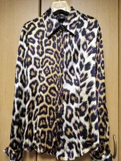 JUST CAVALLI ヒョウ柄 シルク長袖シャツ 44