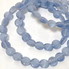 cs240/new！人工石◇キャッツアイ　コイン形　くすみ水色　1連
